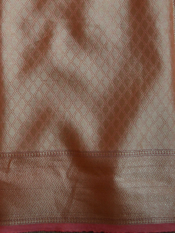 Banarasee Cotton Silk Floral Jaal Resham Work Saree-Peach