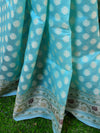 Banarasee Handloom Cotton Saree With Resham Paithani Border & Pallu-Blue