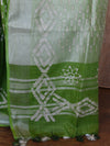 Bhagalpur Handloom Pure Linen Cotton Hand-Dyed Batik Pattern Saree-Green