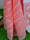 Banarasee Cotton Jamdani Saree With Resham Jaal-Peach