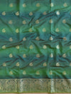 Banarasee Chanderi Cotton Salwar Kameez Zari Woven Buti Design Fabric-Green