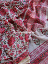 Handloom Chanderi Bagru Block Printed Saree-Peach