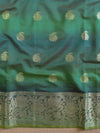 Banarasee Chanderi Cotton Salwar Kameez Zari Woven Buti Design Fabric-Green