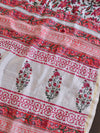 Handloom Chanderi Bagru Block Printed Saree-Peach