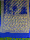 Banarasee Pure Khaddi Chiffon Silk Sari With Stripes Design Solid Zari Border-Royal Blue