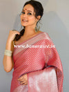 Kanjivaram Art Silk Saree With Silver Zari Jaal Design-Brown