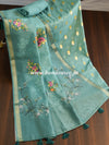 Banarasee Chanderi Cotton Zari Buti Salwar Kameez Fabric With Digital Print Dupatta-Green