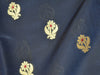 Banarasee Soft Semi Katan Silk Mini Gold Buti Design Fabric-Deep Blue