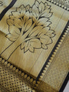 Banarasee Organza Mix Saree With Zari Buta & Border Saree-Peach & Black