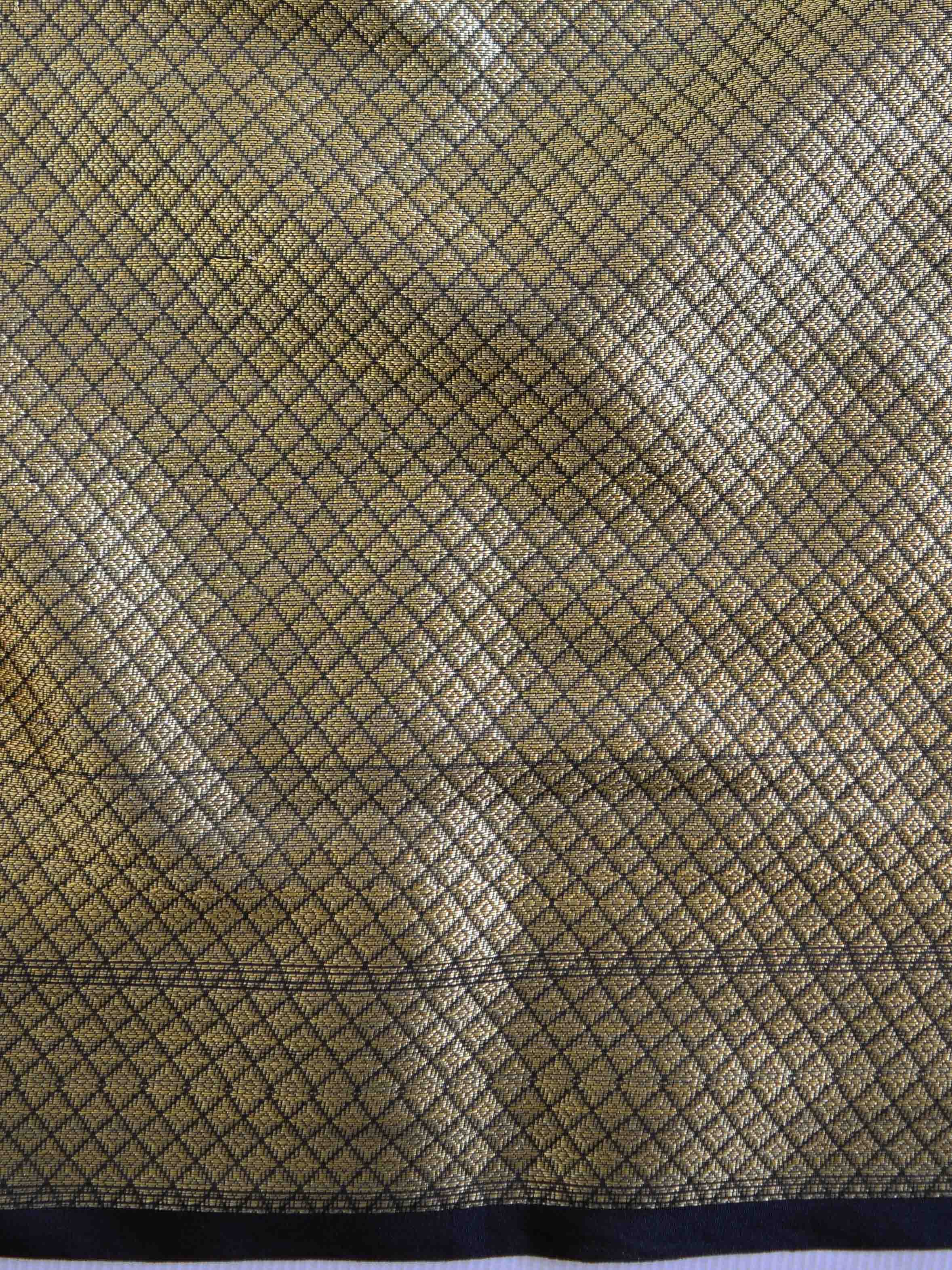 Banarasee Organza Mix Saree With Zari Buta & Border Saree-Peach & Black