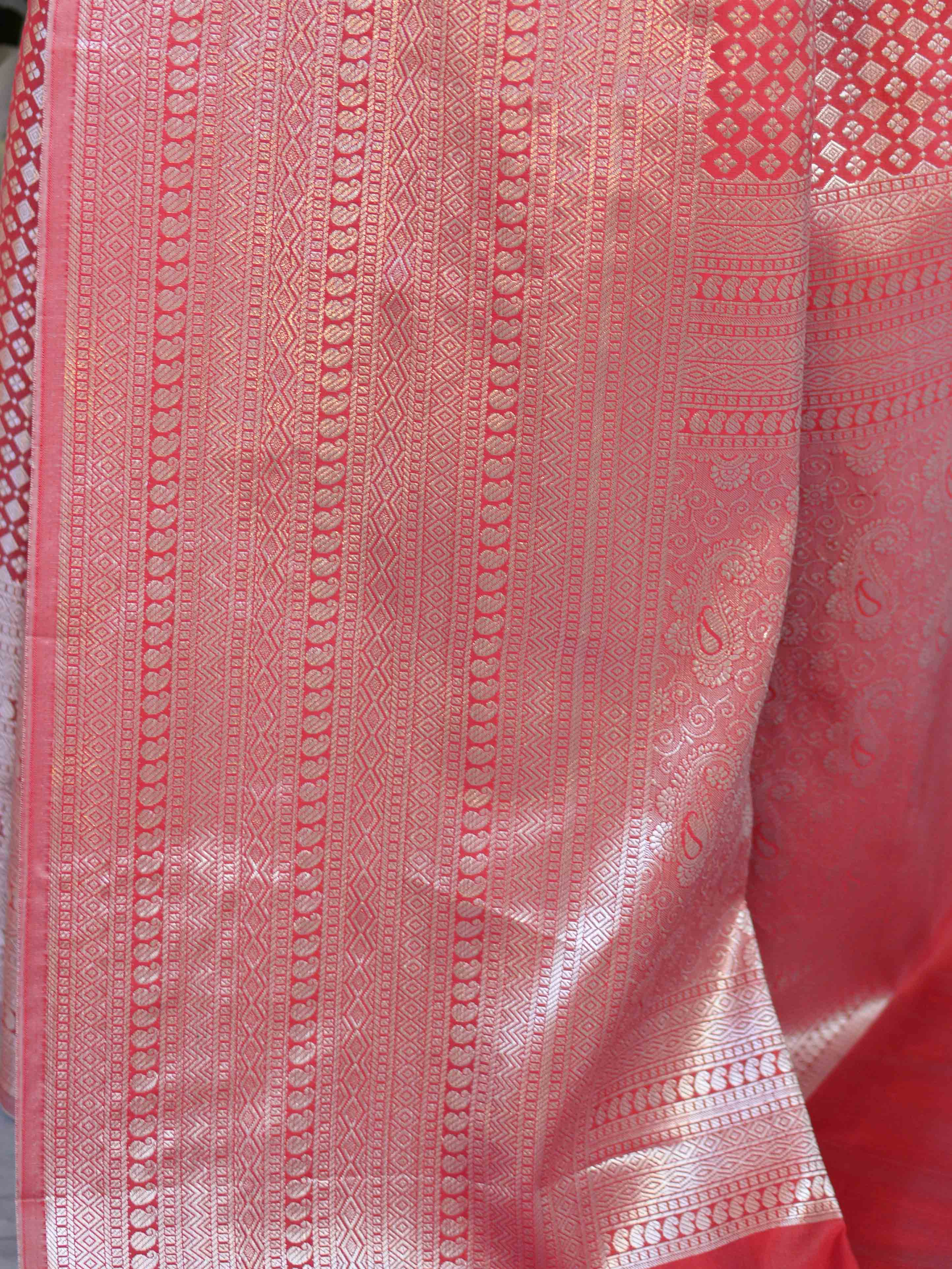 Kanjivaram Art Silk Saree With Silver Zari Jaal Design-Brown