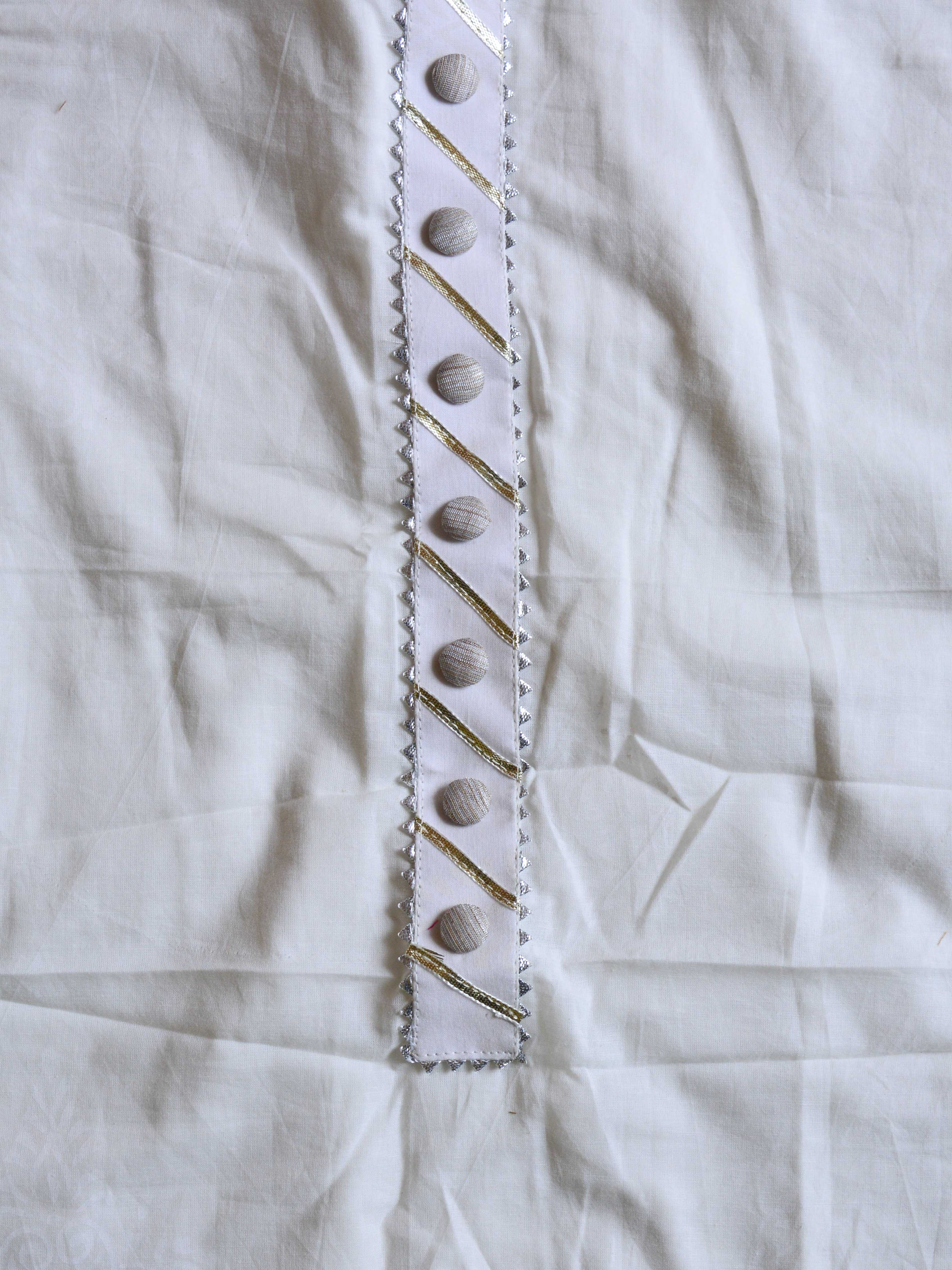 Banarasee Mul Cotton Salwar Kameez Fabric With Multicolor Resham Woven Dupatta-White & Blue