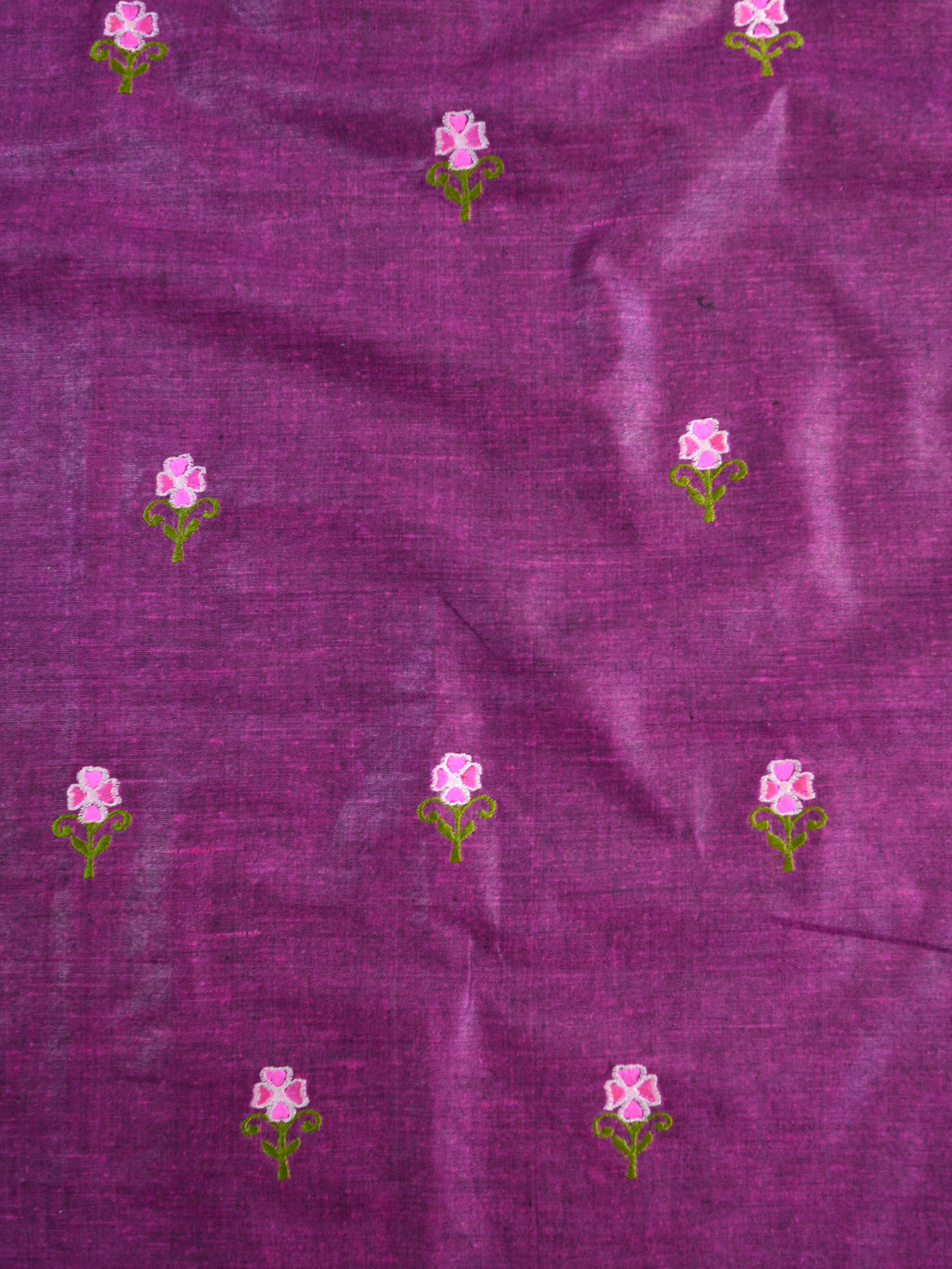 Handwoven Linen Kameez & Dupatta With Hand-Embroidered Work-Pink & Purple