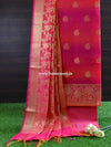 Banarasee Chanderi Cotton Salwar Kameez Zari Woven Buti Design Fabric-Pink