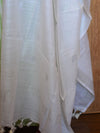 Bhagalpuri Pure Ikkat Kameez With White Linen Dupatta-Green & White