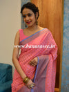 Banarasee Cotton Silk Mix Saree With Zari Buti Design-Pink