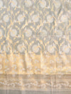Banarasee Handwoven Salwar Kameez Cotton Silk Resham & Zari Jaal Woven Fabric-Beige
