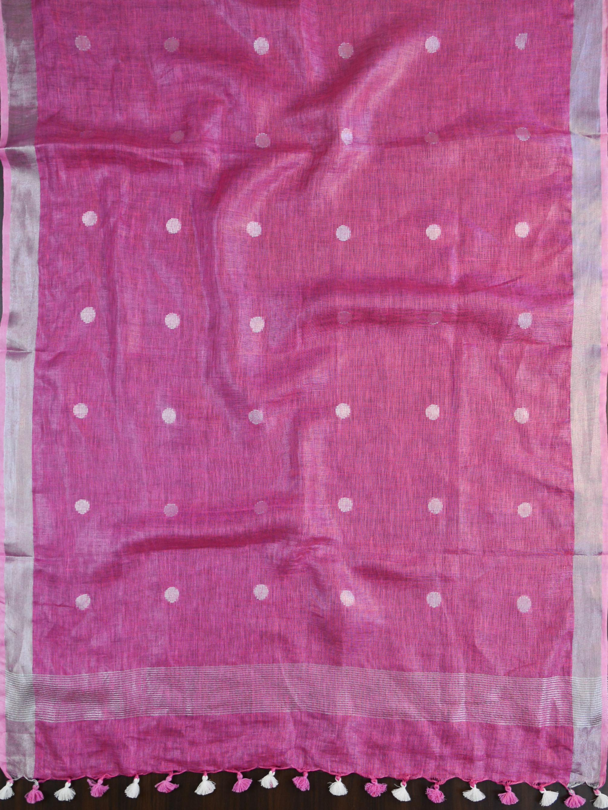 Handwoven Linen Kameez & Dupatta With Hand-Embroidered Work-Pink & Purple