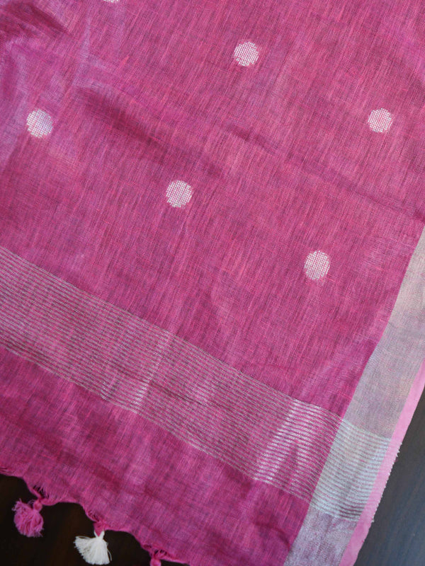 Handwoven Linen Kameez & Dupatta With Hand-Embroidered Work-Pink & Purple