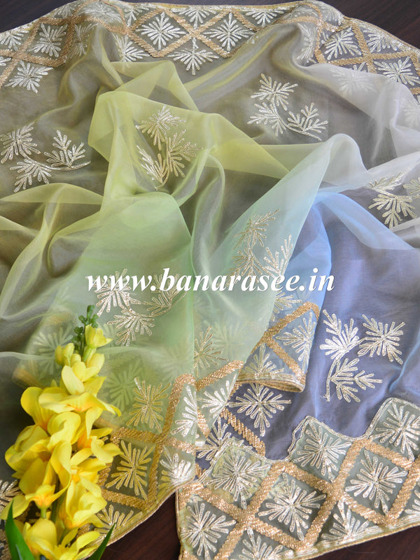 Banarasee Hand-embroidered Gota Patti Work Organza Dupatta-Multicolor
