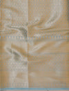 Banarasee Handwoven Semi-Chiffon Saree With Silver Jaal Design-Blue