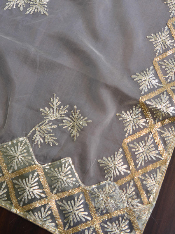 Banarasee Hand-embroidered Gota Patti Work Organza Dupatta-Multicolor