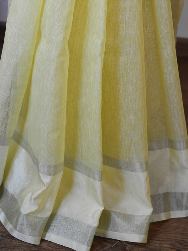 Banarasee Silk Cotton Mix Saree With Mirror Work-Yellow