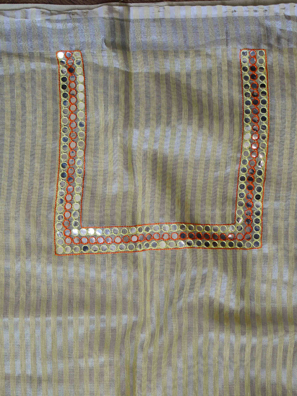 Banarasee Silk Cotton Mix Saree With Mirror Work-Yellow