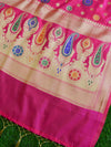 Banarasee Art Silk Saree With Meena Buta Work-Hot Pink