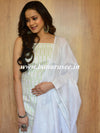 Bhagalpuri Pure Ikkat Kameez With White Linen Dupatta- White