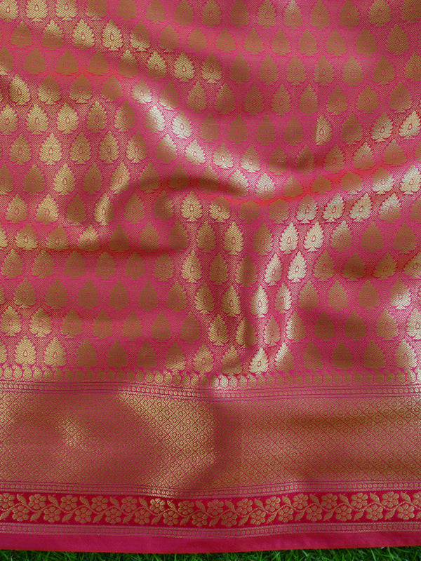 Banarasee Art Silk Saree With Meena Buta Work-Hot Pink