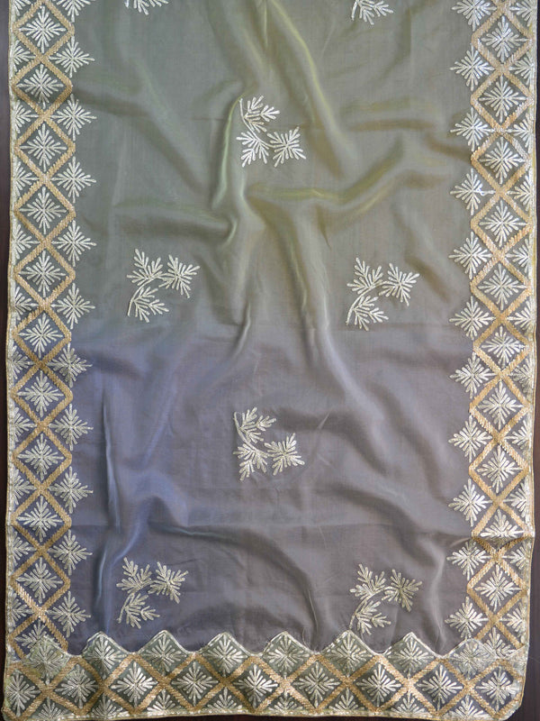 Banarasee Hand-embroidered Gota Patti Work Organza Dupatta-Multicolor