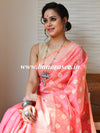 Banarasee Cotton Silk Saree With Resham Buti & Border-Pink
