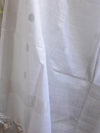 Bhagalpuri Pure Ikkat Kameez With White Linen Dupatta- White