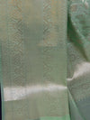 Banarasee Handwoven Semi-Chiffon Saree With Silver Jaal Design-Green