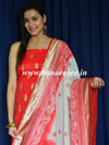 Banarasee Chanderi Cotton Salwar Kameez Fabric With Embroidered Zari Work Dupatta-Red