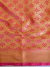 Banarasee Kora Muslin Saree With Zari Buti & Border-Pink