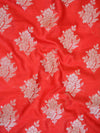 Banarasee Salwar Kameez Glossy Cotton Silk Silver Woven Buti Fabric-Red