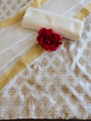 Banarasee Cotton Silk Salwar Kameez Ghichha Buti Fabric & Dupatta-White