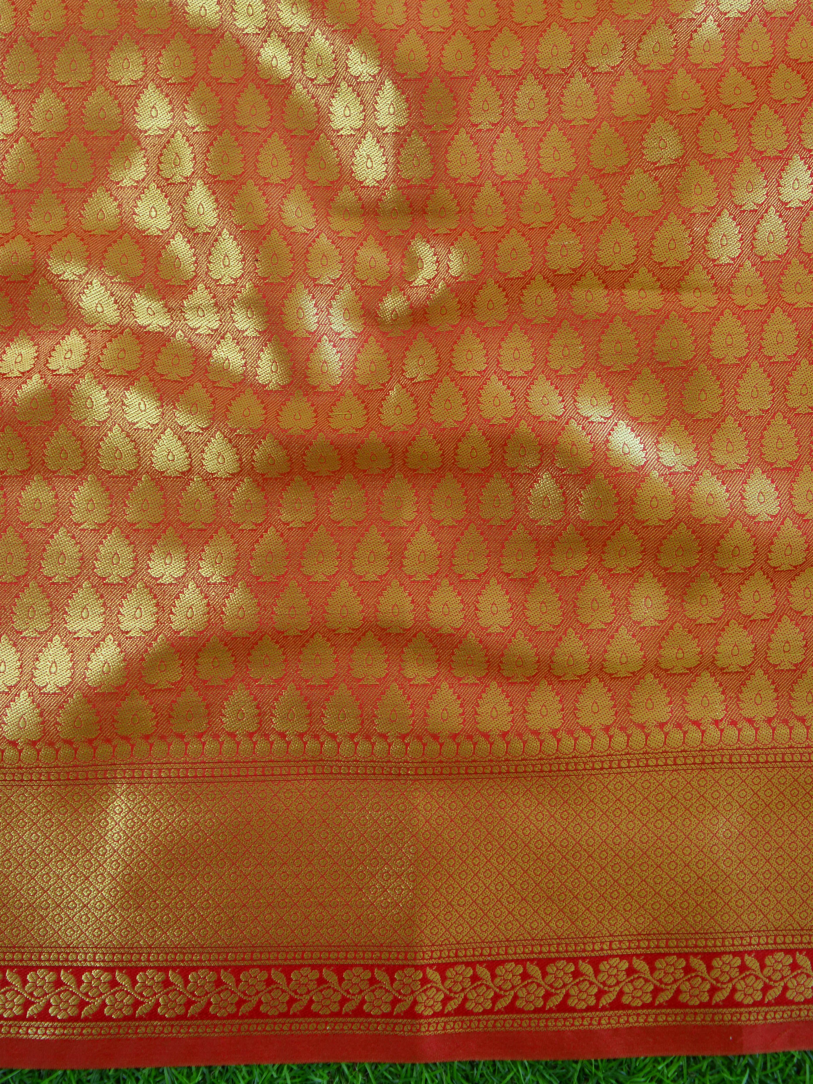 Banarasee Art Silk Saree With Meena Buta Work-Red