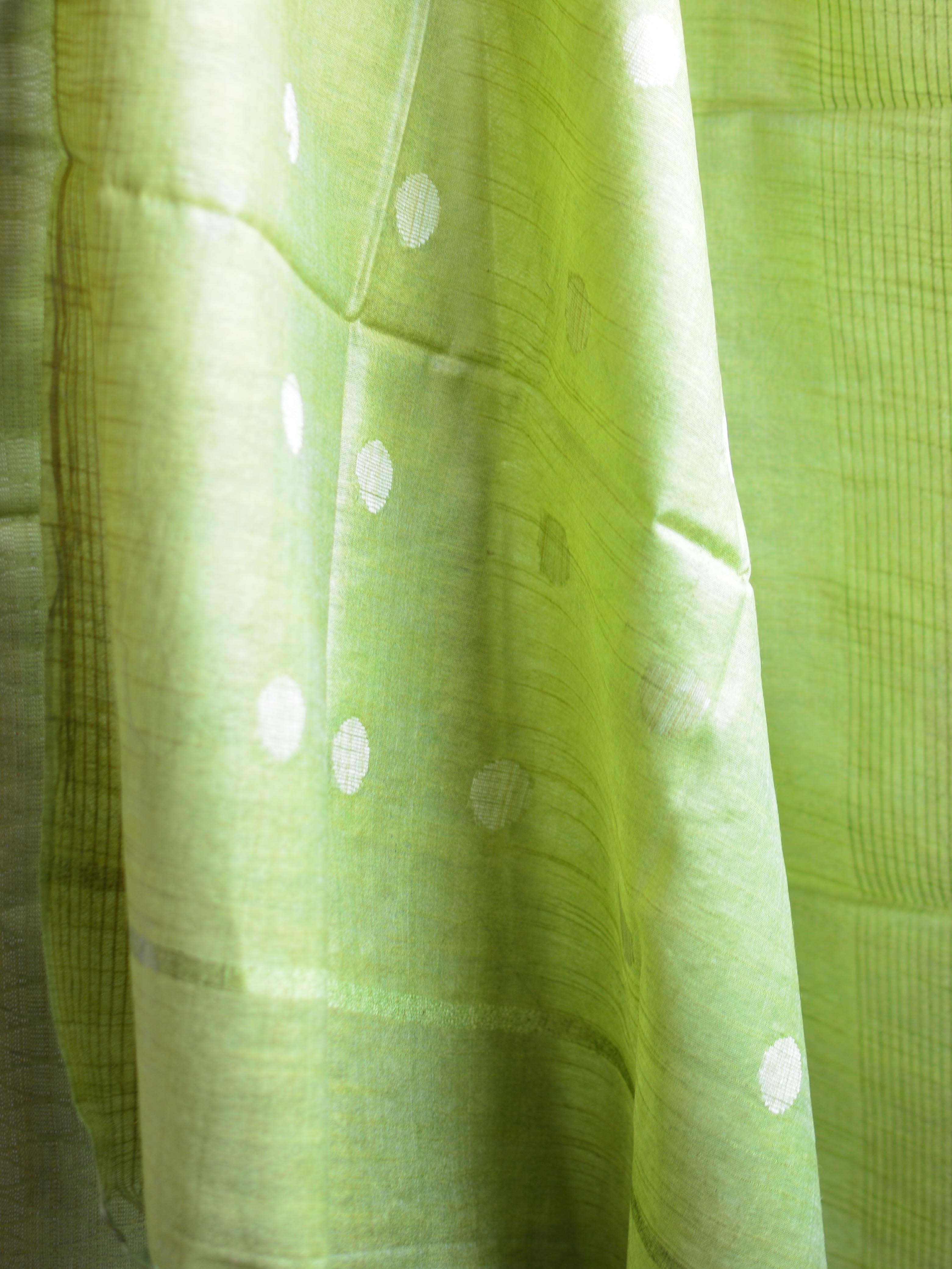 Bhagalpuri Cotton Silk Suit Set With Ghichha Work Salwar Kameez & Dupatta-Green