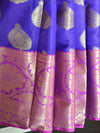 Banarasee Cotton Silk Mix Saree With Big Zari Buta & Floral Skirt Border-Blue