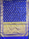 Banarasee Handwoven Semi Silk Saree With Zari Buta Design & Floral Border-Blue