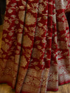 Banarasee Handwoven Art Silk Heavy Zari Jaal Weaving Saree-Maroon