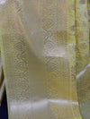 Banarasee Handwoven Semi-Chiffon Saree With Silver Jaal Design-Yellow