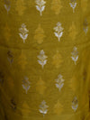Banarasee Chanderi Cotton Salwar Kameez Fabric With Embroidered Zari Work Dupatta-Mustard Yellow