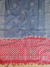 Handloom Khadi Cotton Hand-Dyed Batik Pattern Salwar Kameez Dupatta Set-Grey & Red