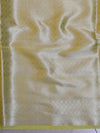 Banarasee Handwoven Semi-Chiffon Saree With Silver Jaal Design-Yellow