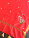 Banarasee Brocade Salwar Kameez Fabric With Hand-Embroidered Silk Dupatta-Gold & Red