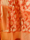 Banarasee Chanderi Cotton Zari Buta Design Salwar Kameez & Dupatta Set-Orange